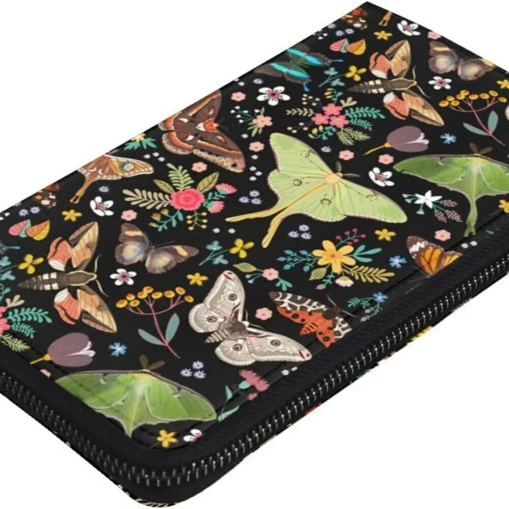 Leather Wallet Clutch Slim Compact Phone Wallet Keys Credit Cards